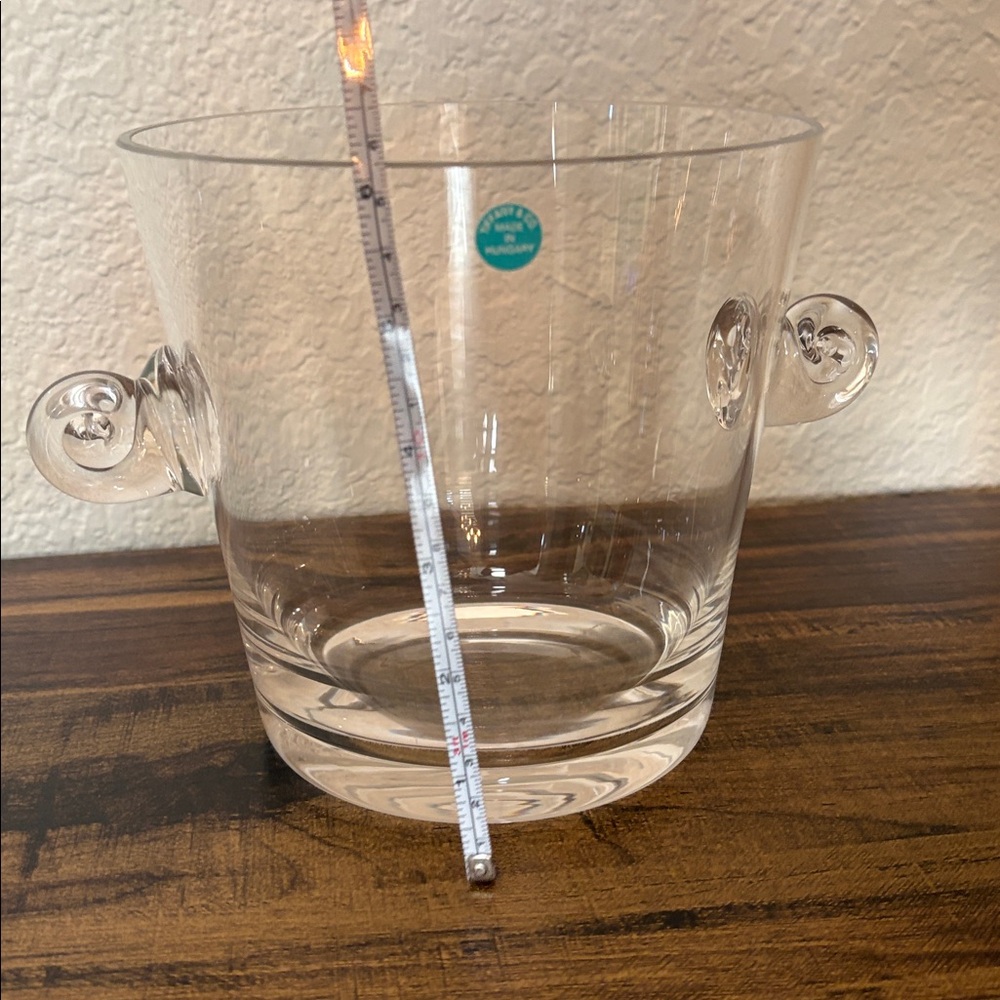 NWOT Tiffany And Co. Crystal Ice Bucket with Scroll Handles Etched Tiffany Name - Picture 6 of 6